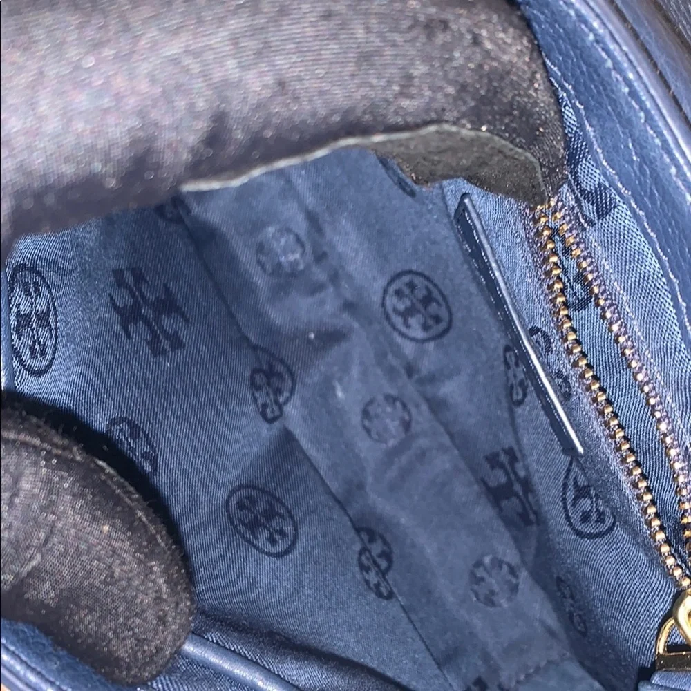 Tory Burch Blue Leather Crossbody Bag with Gold Chain EUC